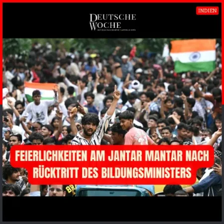 Indien: Feierlichkeiten am Jantar Mantar nach Rücktritt des Bildungsministers