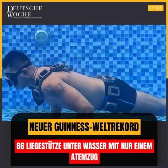 Neuer Guinness-Weltrekord: 86 Liegestütze unter Wasser mit nur einem Atemzug 86 Liegestütze unter Wasser mit nur einem Atemzug
