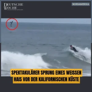 Spektakulärer Sprung eines Weißen Hais vor der kalifornischen Küste Video geht viral