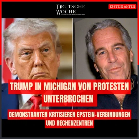 Trump in Michigan von Protesten unterbrochen – Demonstranten kritisieren Epstein-Verbindungen und Rechenzentren