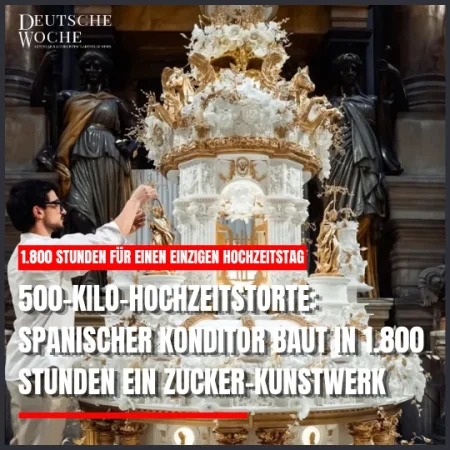 500-Kilo-Hochzeitstorte: Spanischer Konditor baut in 1.800 Stunden ein Zucker-Kunstwerk