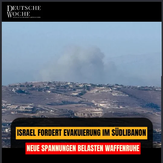 Israel fordert Evakuierung im Südlibanon – Neue Spannungen belasten Waffenruhe Israel fordert Evakuierung im Südlibanon – Neue Spannungen belasten Waffenruhe
