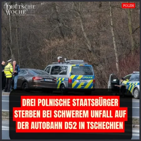 Drei polnische Staatsbürger sterben bei schwerem Unfall auf der Autobahn D52 in Tschechien