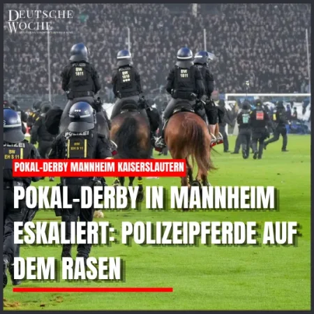 Pokal-Derby in Mannheim eskaliert: Polizeipferde auf dem Rasen