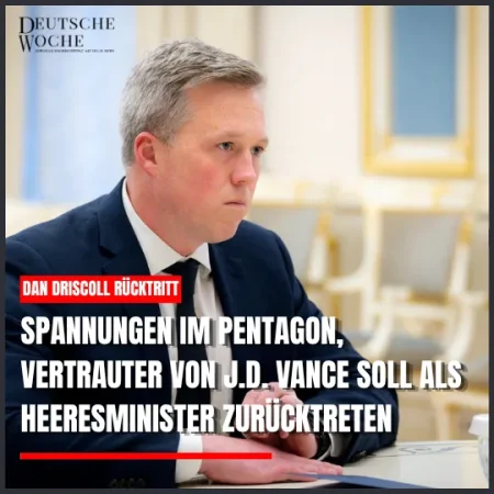 Spannungen im Pentagon: Vertrauter von J.D. Vance soll als Heeresminister zurücktreten Spannungen im Pentagon, Vertrauter von J.D. Vance soll als Heeresminister zurücktreten
