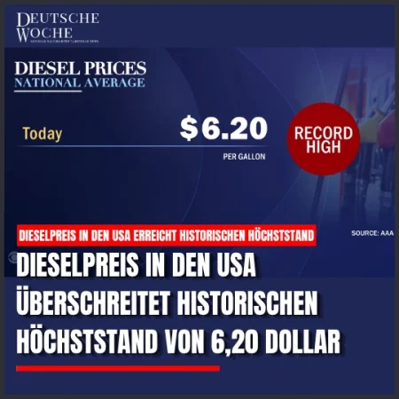 Dieselpreis in den USA überschreitet historischen Höchststand von 6,20 Dollar