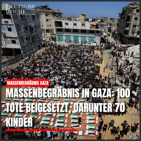 Massenbegräbnis in Gaza: 100 Tote beigesetzt, darunter 70 Kinder Massenbegräbnis in Gaza: 100 Tote beigesetzt, darunter 70 Kinder